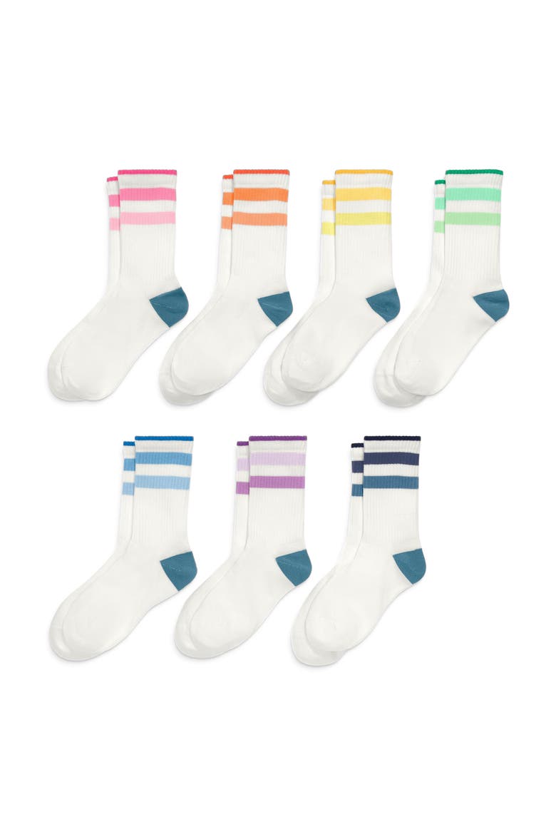 Kids Rainbow Ringer Athletic Sock 7-Pack, Alternate, color, Tonal Rainbow Mix