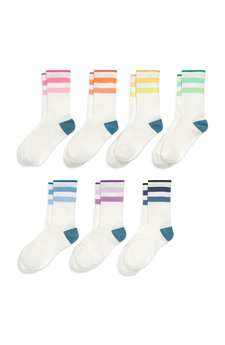 Primary Kids Rainbow Ringer Athletic Sock 7-Pack, Alternate, color, Tonal Rainbow Mix