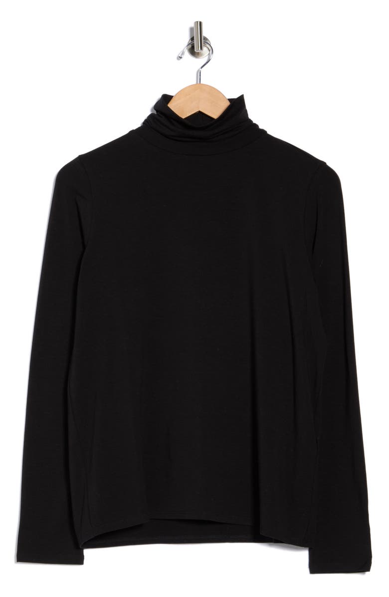 Eileen Fisher Slim Fit Turtleneck Top, Main, color, Black