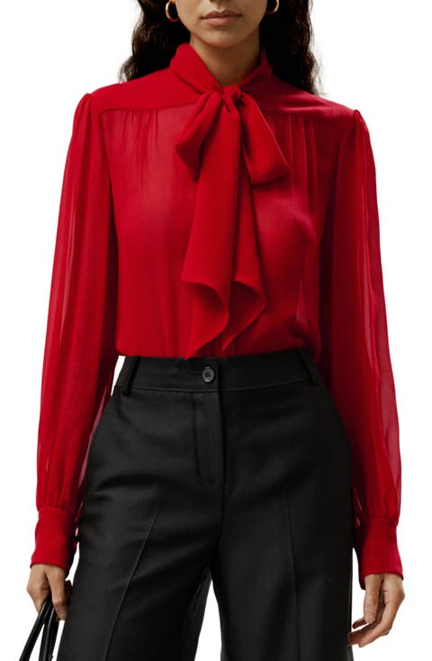 Bow Tie Sheer and Lightweight Silk Jasmine Blouse