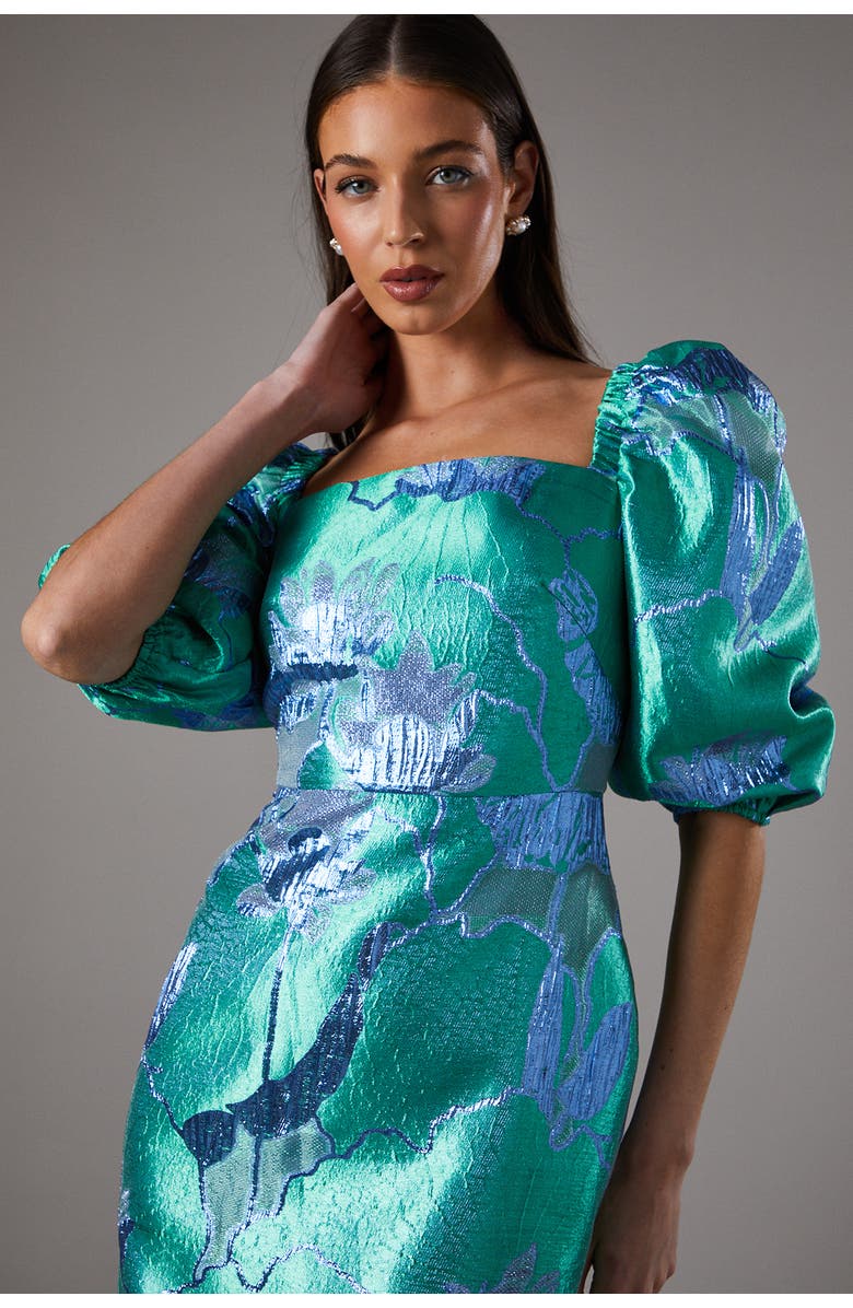 Coast Bubble Sleeve Jacquard Dress, Alternate, color, Green