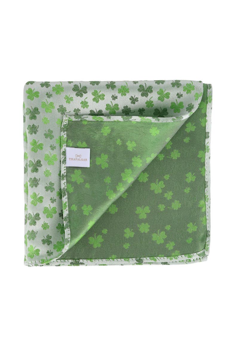 White Shamrock Novelty Silk 12x12 Pocket Square, Alternate, color, White