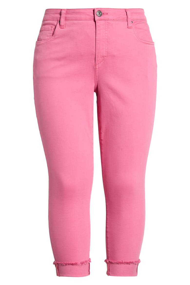 Amy Frayed Crop Slim Straight Leg Jeans, Alternate, color, FLAMINGO