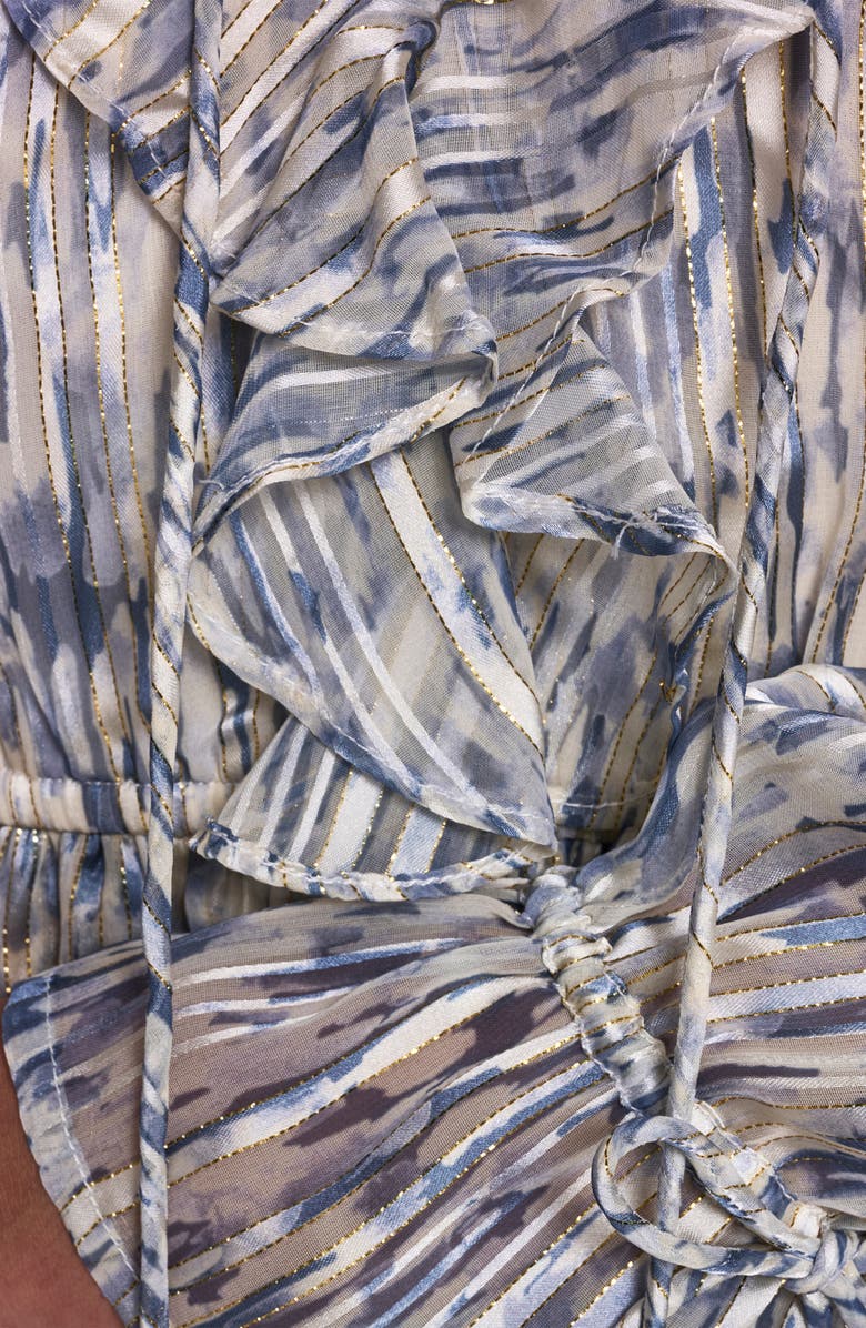 BCBG Abstract Print Chiffon Long Sleeve Minidress, Alternate, color, Powder Blue Multi