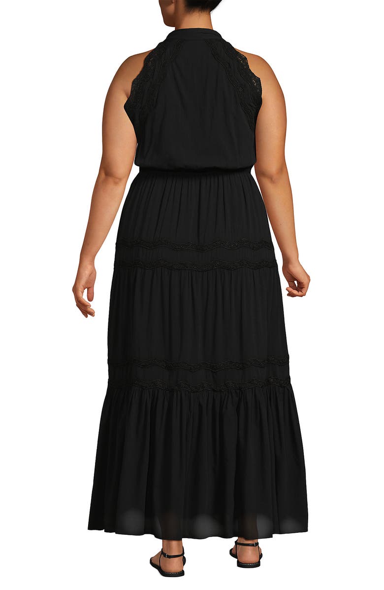 Lands' End Cotton Voile Halter Tiered Maxi Dress, Alternate, color,
