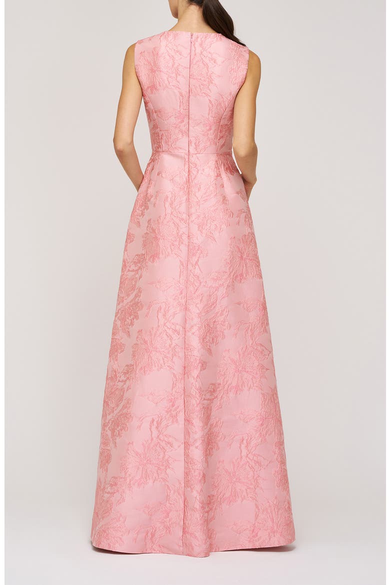 Elaine Floral Jacquard Metallic Sleeveless Gown, Alternate, color, MISTY ROSE