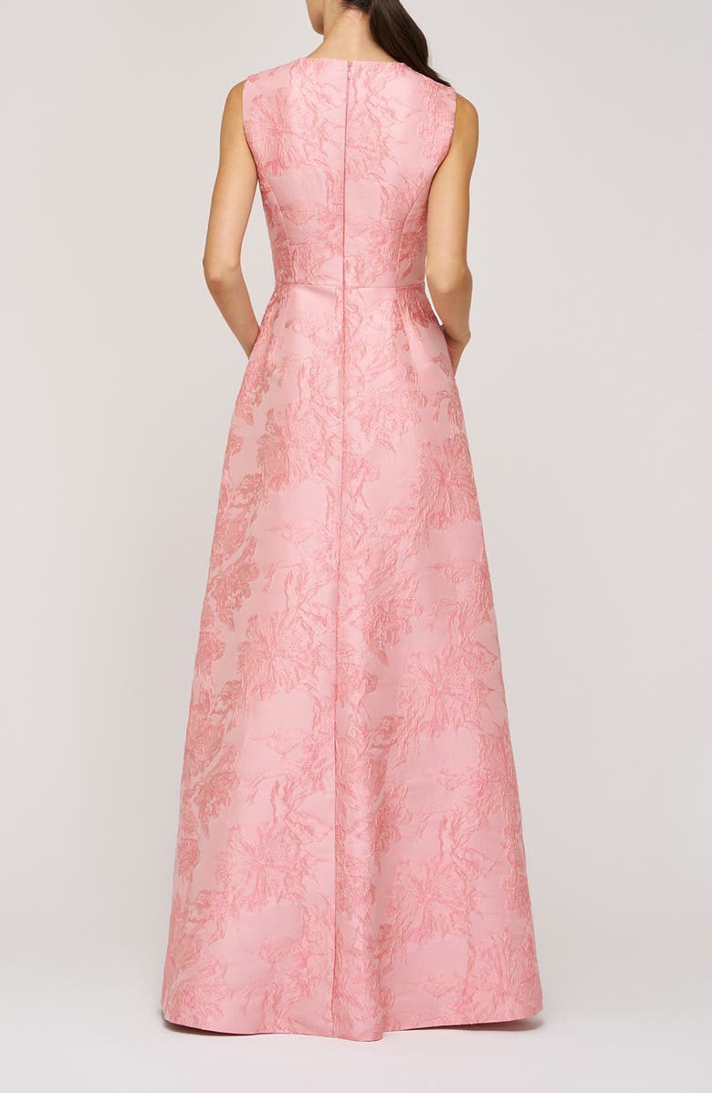 Kay Unger Elaine Floral Jacquard Metallic Sleeveless Gown, Alternate, color,