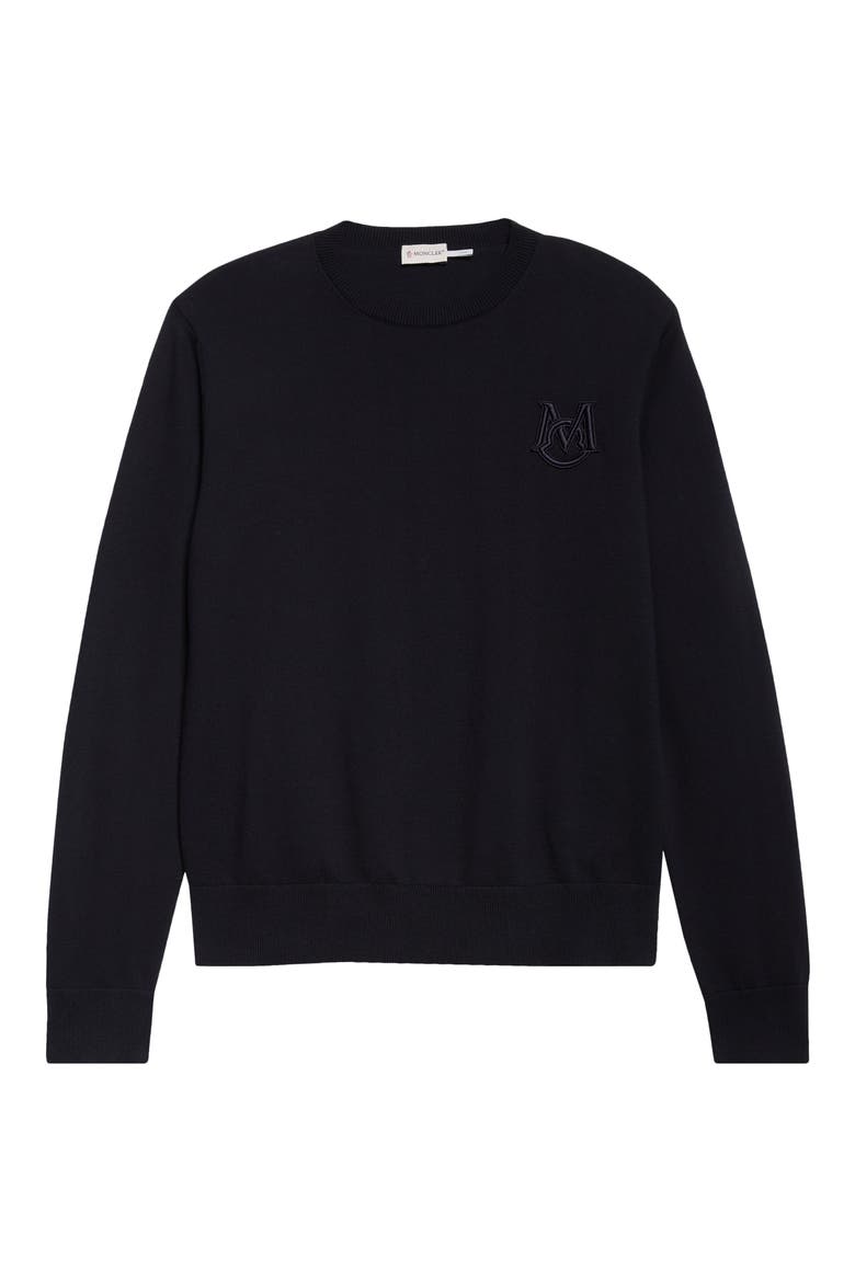 Monogram Cotton Crewneck Sweater, Alternate, color, NAVY/ NAVY