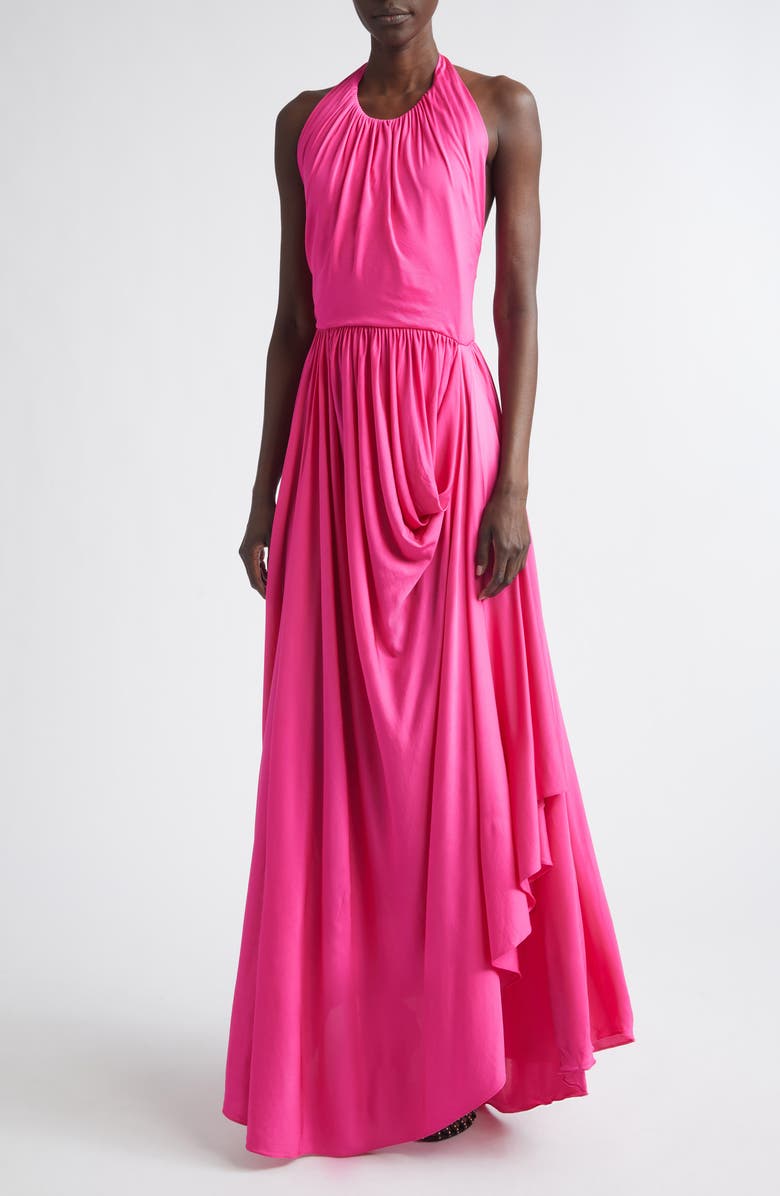 Givenchy Draped Jersey Halter Neck Gown, Main, color, Fuchsia