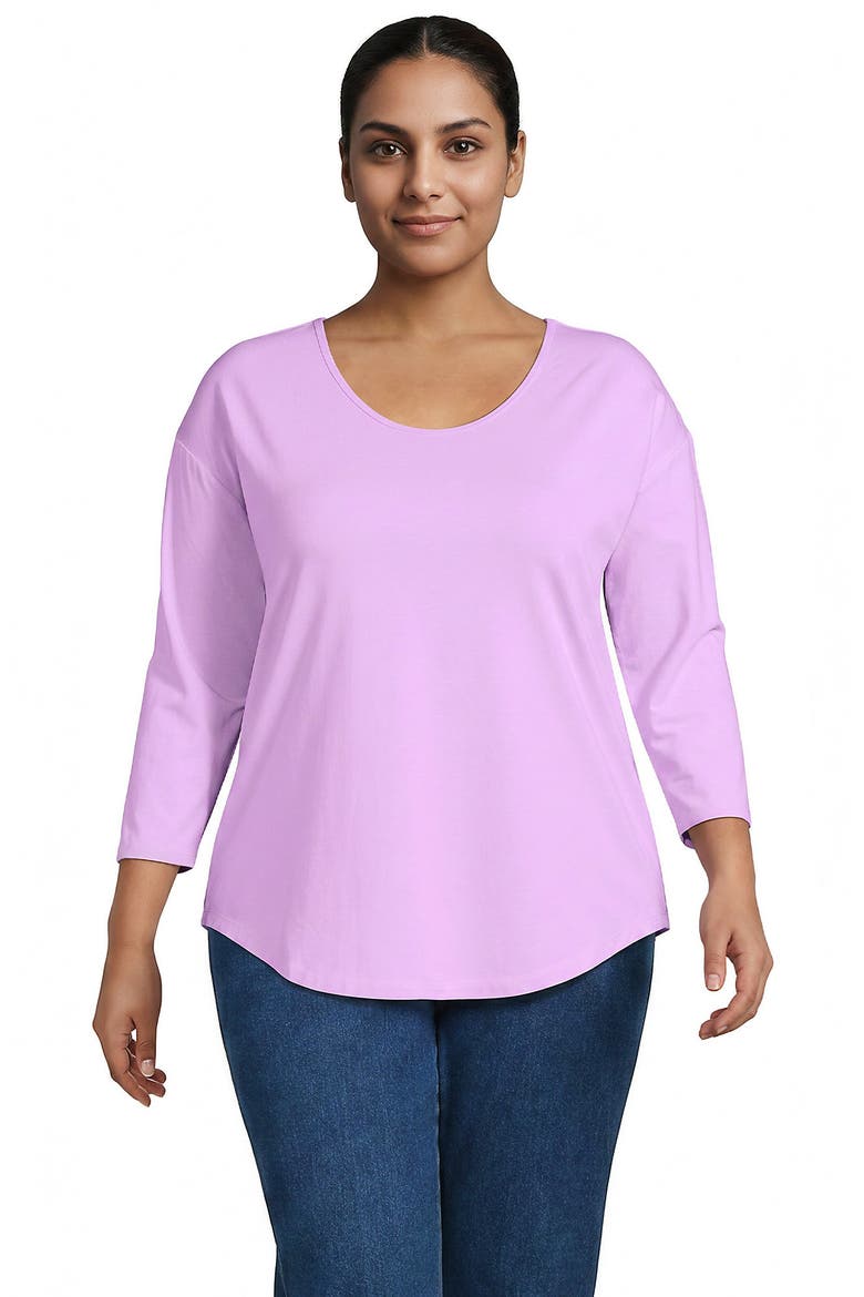 Plus Size 3/4 Sleeve Lightweight Jersey Shirttail Tee, Main, color, Pale Orchid