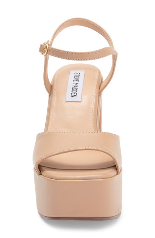 Steve Madden Odina Ankle Strap Platform Sandal In Tan Leather