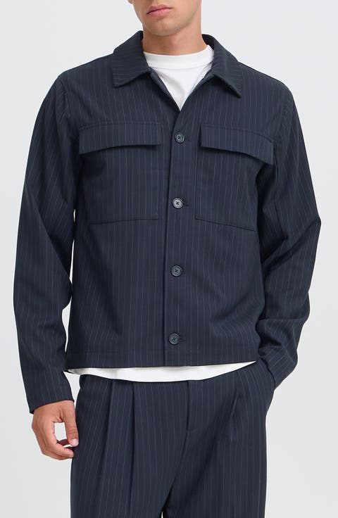 Gael Pinstriped Shirt Jacket