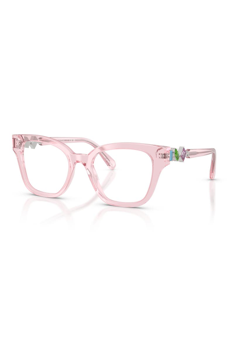 52mm Square optical glasses, Alternate, color, TRANSPARENT PINK / DEMO LENS