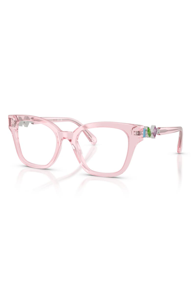 Swarovski 50mm Small Square Optical Glasses, Alternate, color, Transparent Pink / Demo Lens