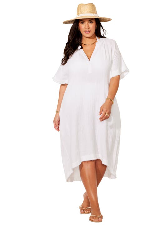Swimsuits For All Gauze High-low Sun Dress Cover Up In White