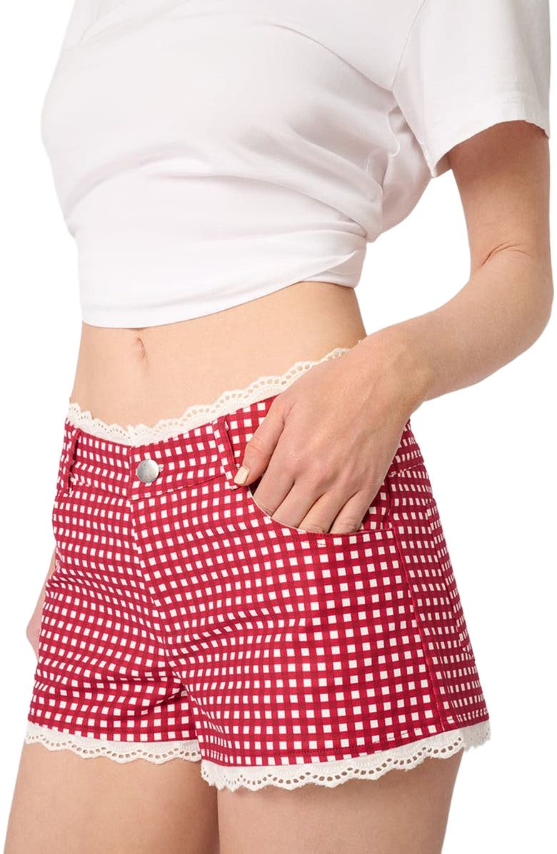 WeWoreWhat Low Rise Hot Short, Alternate, color, Red Multi
