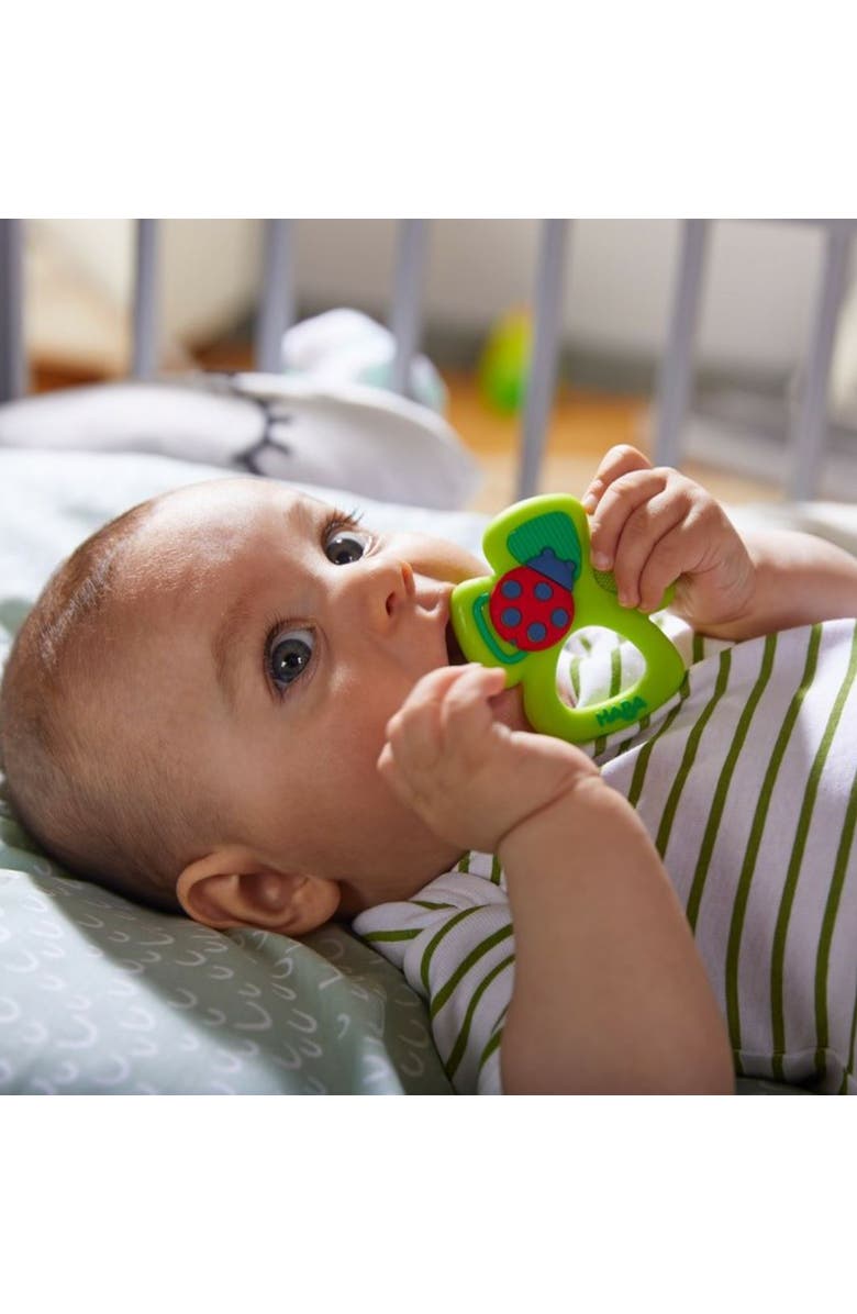 HABA Lucky Shamrock Silicone Teething Toy, Alternate, color, Green Multi