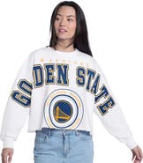 G-III 4HER BY CARL BANKS Women's G-III 4Her by Carl Banks White Golden State Warriors Bleachers Cropped French Terry Sweatshirt