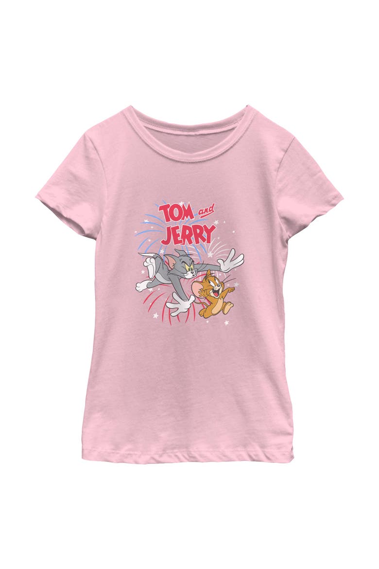 Girl's Tom and Jerry Fireworks Celebration Duo  Graphic T-Shirt, Main, color, Light Pink