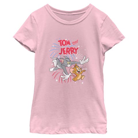 Girl's Tom and Jerry Fireworks Celebration Duo  Graphic T-Shirt