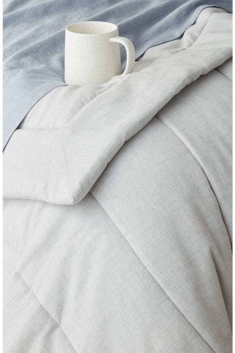 Organic Cotton Mélange Quilted Comforter & Shams Set, Alternate, color, GREY VAPOR MULTI