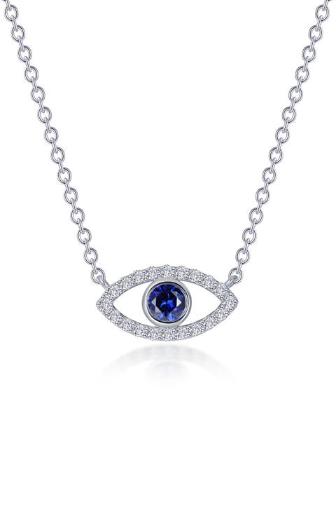 Evil Eye Lab Created Sapphire & Simulated Diamond Pendant Necklace