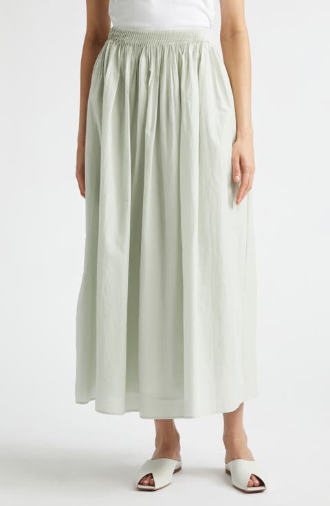 Naya Gathered Cotton & Silk Voile Maxi Skirt