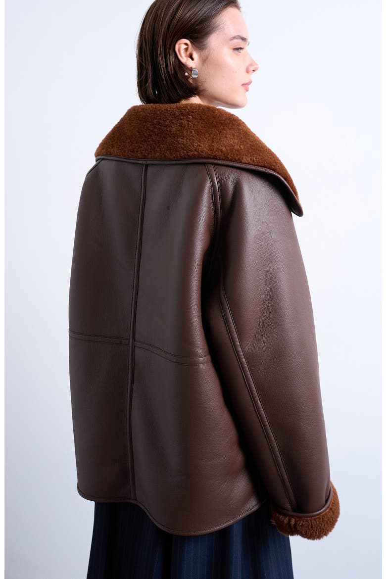Oversize Reversible Faux Shearling Jacket, Alternate, color, BROWN