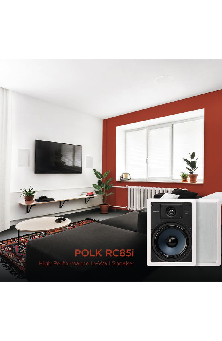 Polk Audio RC85i 8" In-Wall 2-Way Speakers - Pair, Alternate, color, White