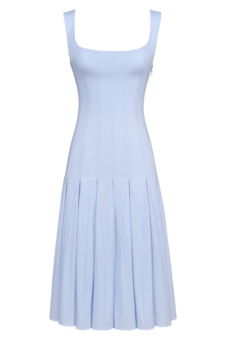 Soretta Pleated Lace-Up Fit & Flare Cocktail Dress, Alternate, color, BLUE