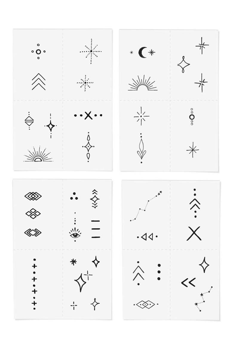 Celestial Temporary Tattoos, Alternate, color, BLACK