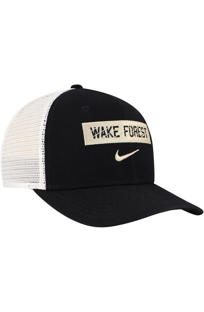 Nike Men's Nike Black Wake Forest Demon Deacons 2024/25 Sideline Rise Trucker Adjustable Hat, Alternate, color, 