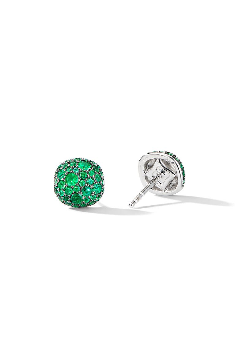 Pavé Cushion Stud Earrings, Alternate, color, EMERALD