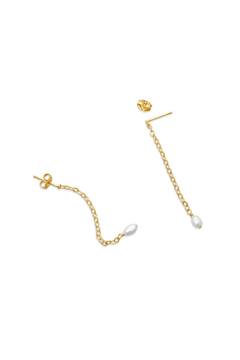 Iris Long Pearl Drop Earrings, Alternate, color, Pearl