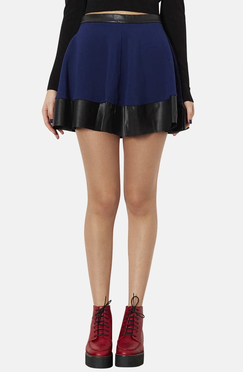 Topshop Contrast Hem Skater Skirt, Main, color, 