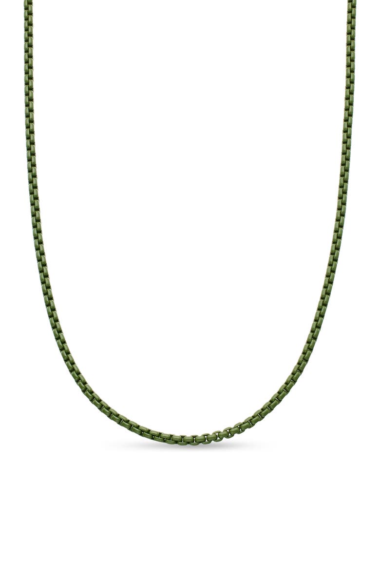 David Yurman Men's Box Chain Necklace in Sterling Silver with Green Stainless Steel, 2.7mm, Main, color, Green/ Silver/ Stainless Steel