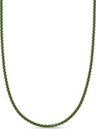 David Yurman Men's Box Chain Necklace in Sterling Silver with Green Stainless Steel, 2.7mm