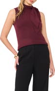 Vince Camuto Tie Neck Rib Sleeveless Sweater