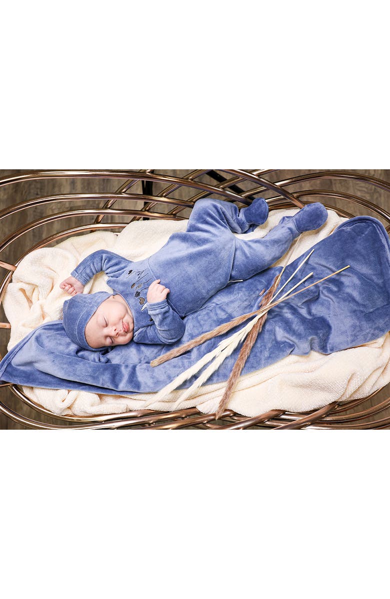 Manière Garden Embroidered Footie, Alternate, color, Royal Blue