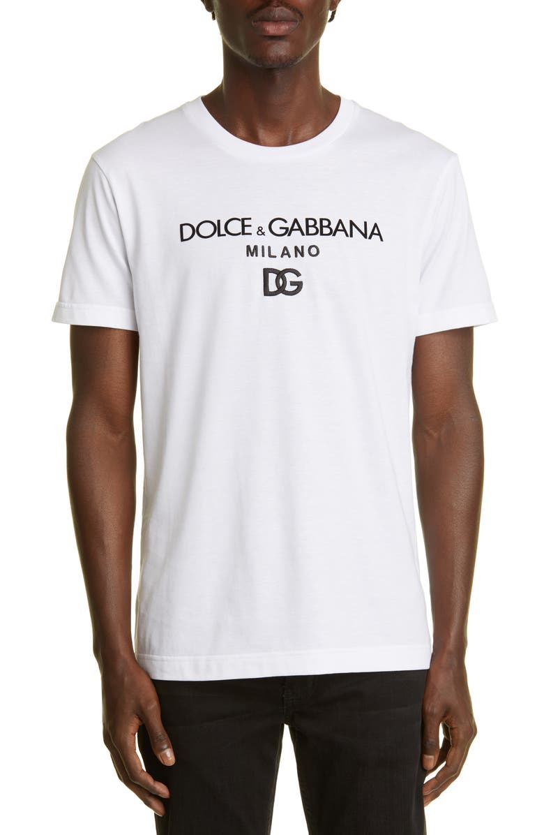 Dolce&Gabbana Men's DG Embroidered T-Shirt, Main, color, Optical White