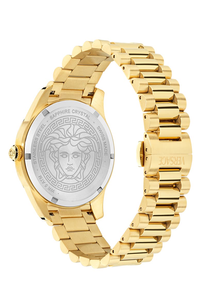 Versace Apodis GMT Bracelet Watch, 41mm, Alternate, color, Black/ Gold