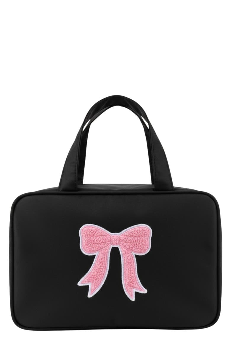 The Perfect Case: Bow Cosmetics Bag, Main, color, BLACK