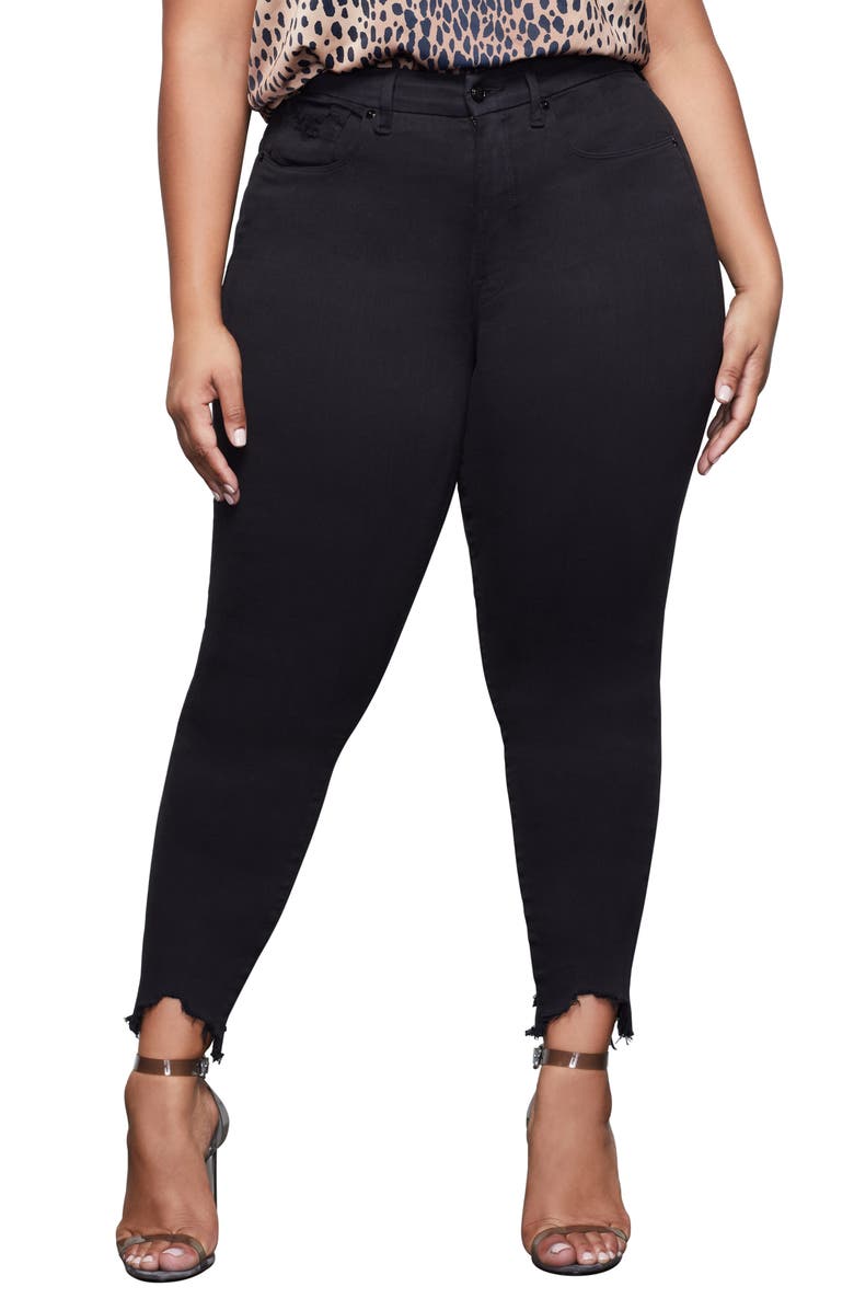 Good American Good Waist Crop Chewed Hem Skinny Jeans, Alternate, color, 