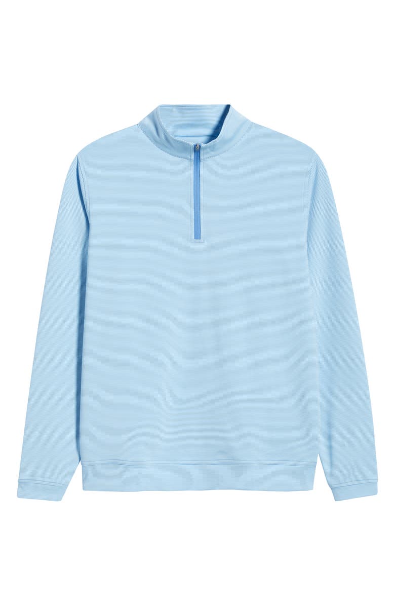 Peter Millar Perth Sugar Stripe Quarter Zip Performance Pullover, Alternate, color, Bluebird
