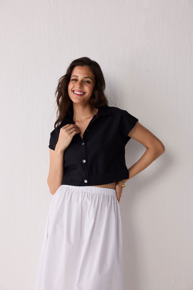 Oversized Crop Shirt, Alternate, color, Black