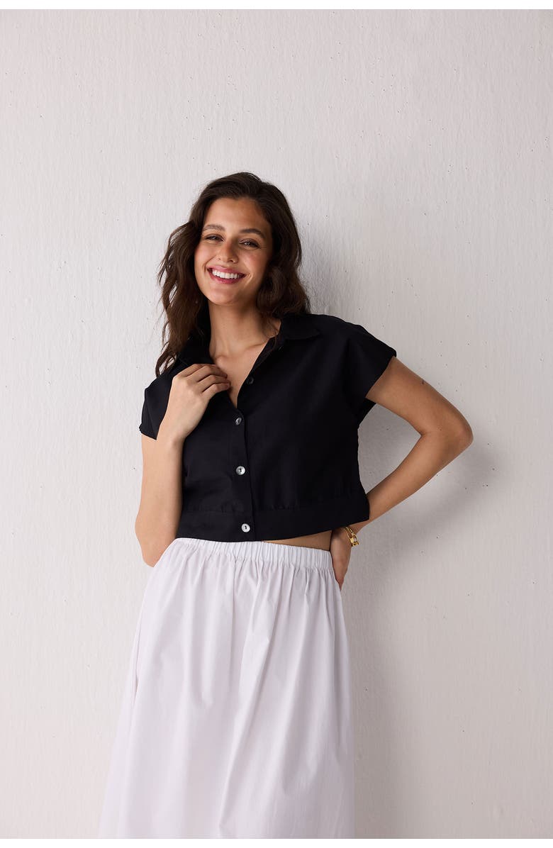 Reistor Oversized Crop Shirt, Alternate, color, Black