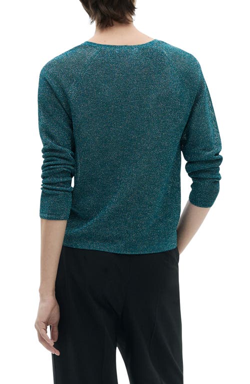 Mango Metallic Sweater In Green