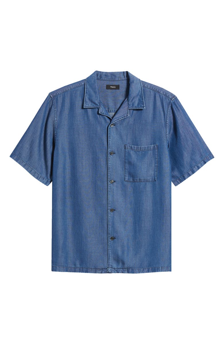 Theory Noll Short Sleeve Camp Shirt, Alternate, color, Dark Wash