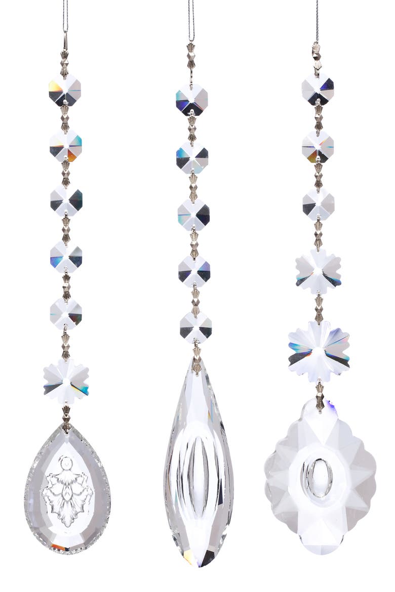 Jewel Crystal Drop Ornament, Set of 6, Main, color, Clear