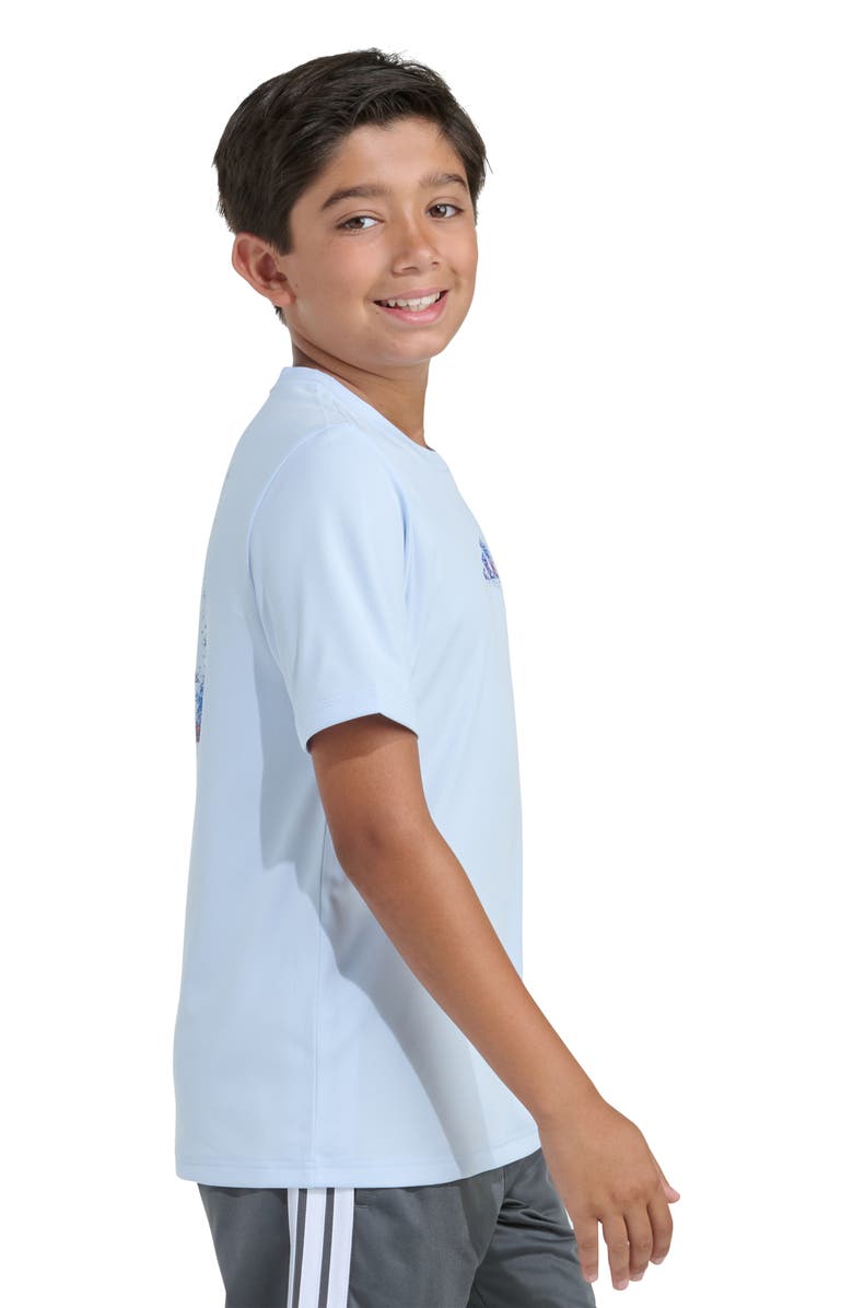 adidas Kids' Spray Gradient Mountain Logo Graphic T-Shirt, Alternate, color, Light Blue